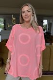 Made in Italy Sa Caleta Circle Classic Boyfriend Top Washed Popsicle Pink